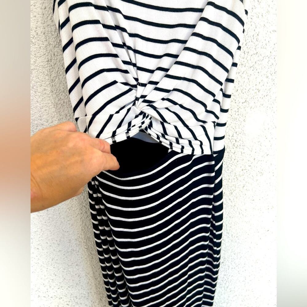NWOT Bailey 44 balck white rabbit hole Striped Cut Out Midi Dress medium - Picture 6 of 9